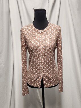 Ann Taylor Factory Cardigan Sweater Women’s Small Tan Cream Button Front Cotton